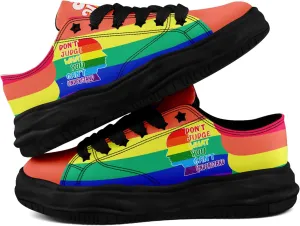 Vibrant Rainbow LGBTQ  Pride Platform Sneakers for Women, Mens Colorful Chunky Canvas Shoes Trainers Casual Footwear