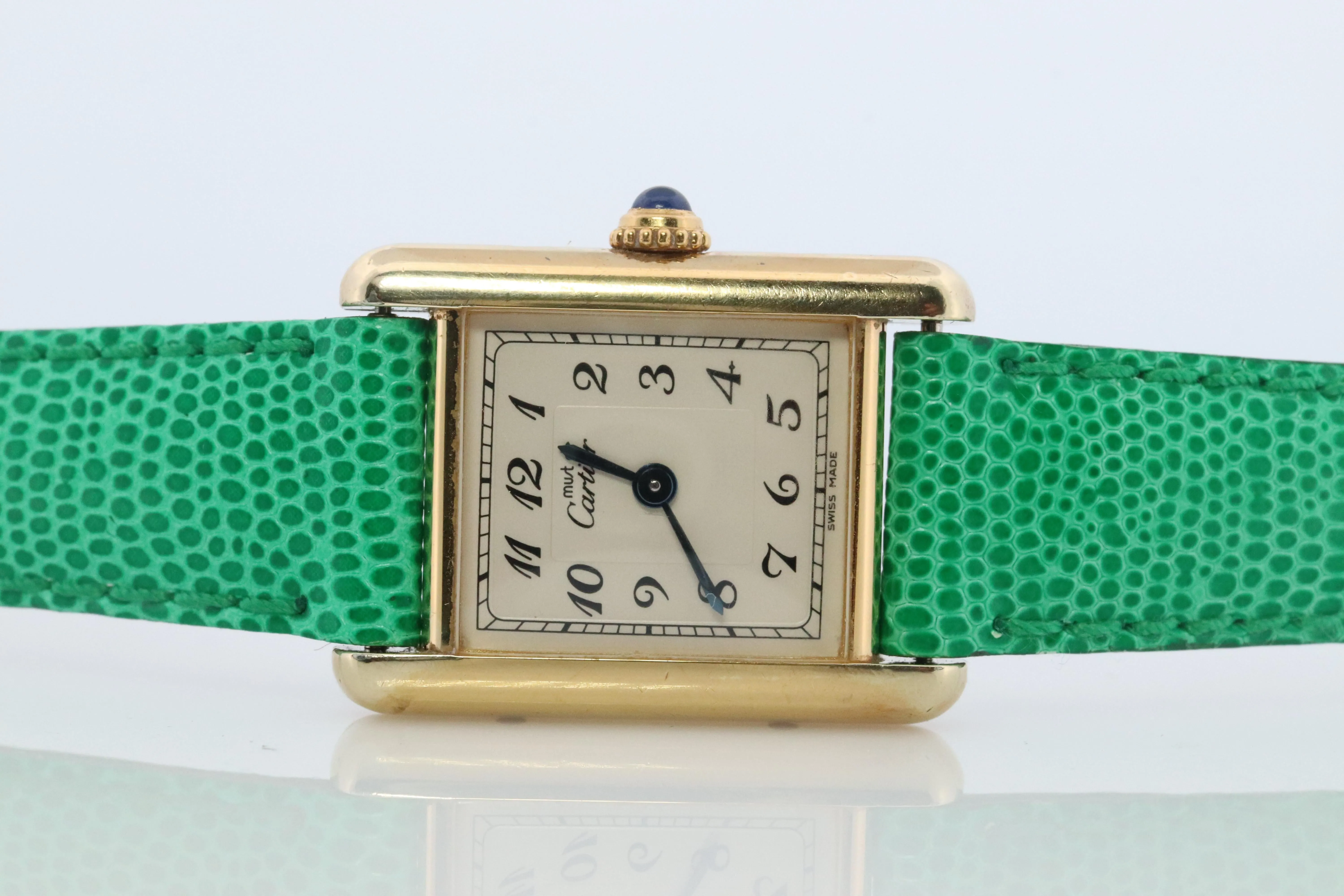 Vintage Must de Cartier Tank 1613 Watch. Vermeil ARGENT 925 Small Tank