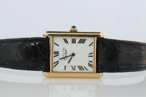 Vintage Must de Cartier Trinity Tank Watch. 925 Vermeil ARGENT Manual Tank.