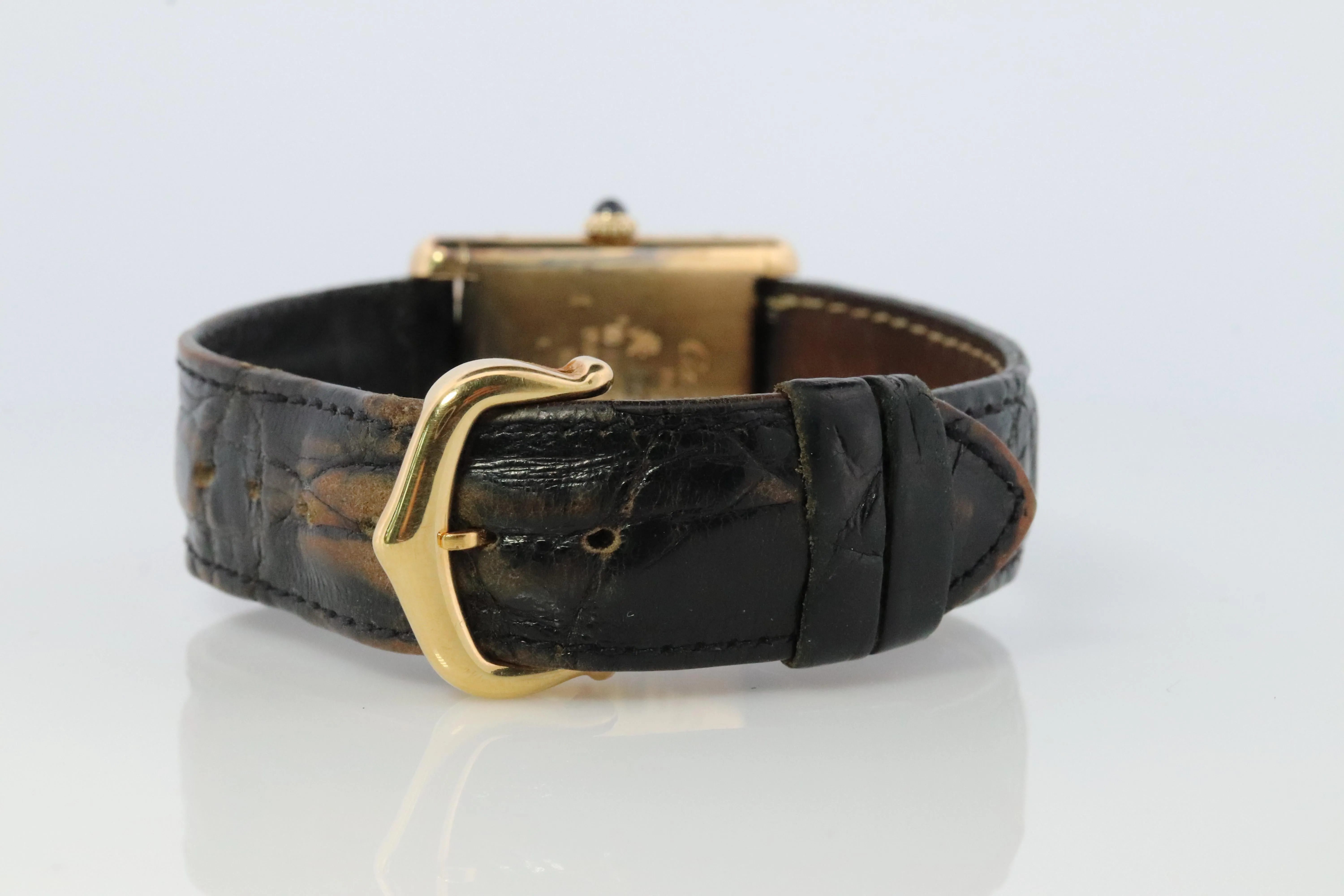 Vintage Must de Cartier Trinity Tank Watch. 925 Vermeil ARGENT Manual Tank.