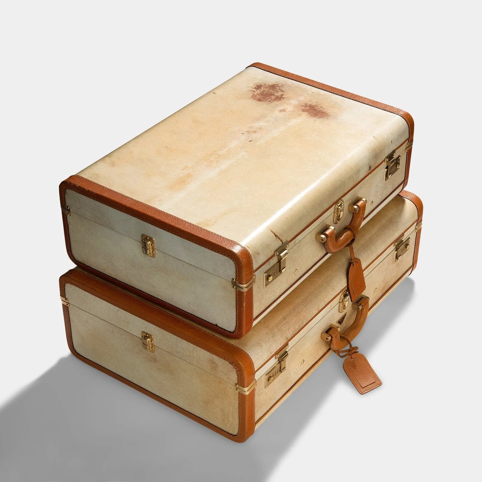 Vintage Pair of Prada Pergamena Hard Suitcases with Provenance