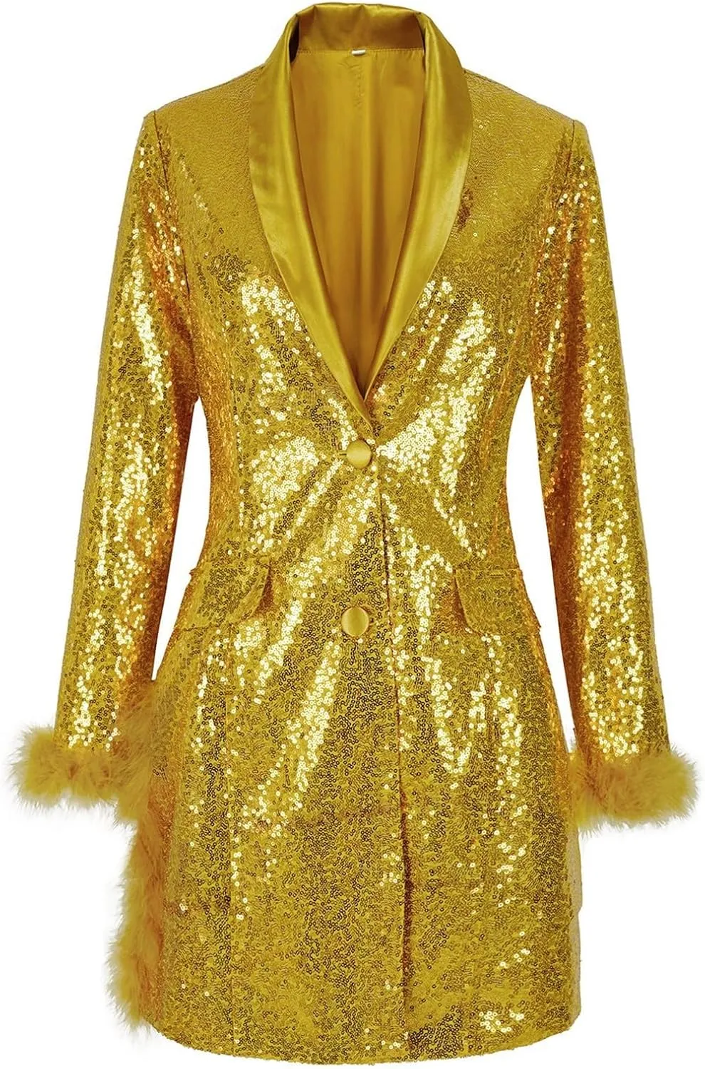 Womens 2024 Fashion Sexy Sequin Solid Blazers Deep V Neck Long Sleeve Pockets Cardigans Party Work Commuting Jackets