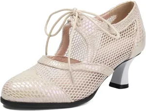 Women's Soft Sole Mesh Latin Dance Shoes Ballroom Performance Shoes High Heel Sandal for Women