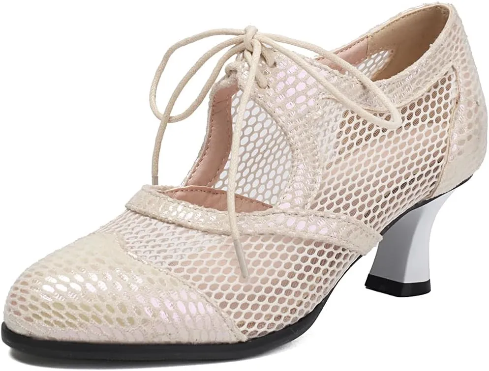 Women's Soft Sole Mesh Latin Dance Shoes Ballroom Performance Shoes High Heel Sandal for Women