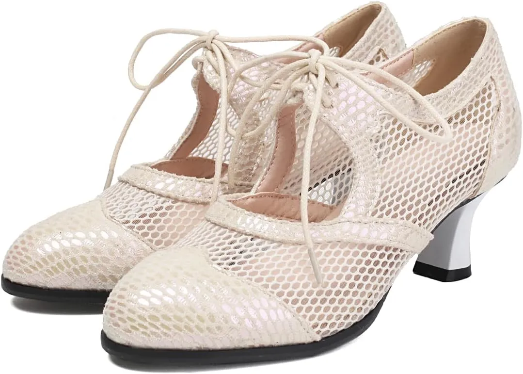 Women's Soft Sole Mesh Latin Dance Shoes Ballroom Performance Shoes High Heel Sandal for Women