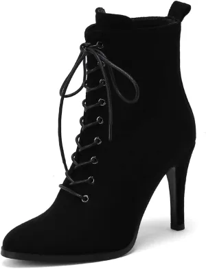 Women's Stiletto Ankle Boots Pointed Toe Lace Up High Heel Short Booties Evening Wedding Party Jeans Dress Heeded Dance Shoes