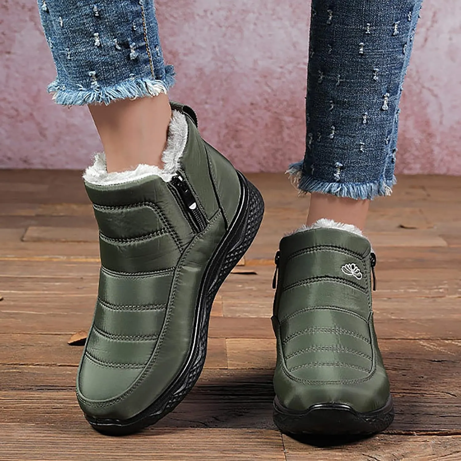 Womens Winter Snow Boots Women Ankle Booties Warm Fu Lined aterproof Insulated Slip On Outdoor Shoes