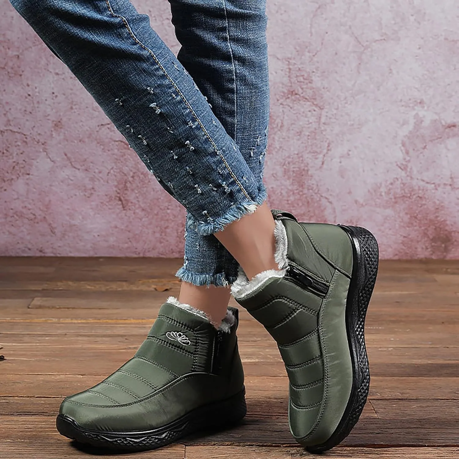 Womens Winter Snow Boots Women Ankle Booties Warm Fu Lined aterproof Insulated Slip On Outdoor Shoes