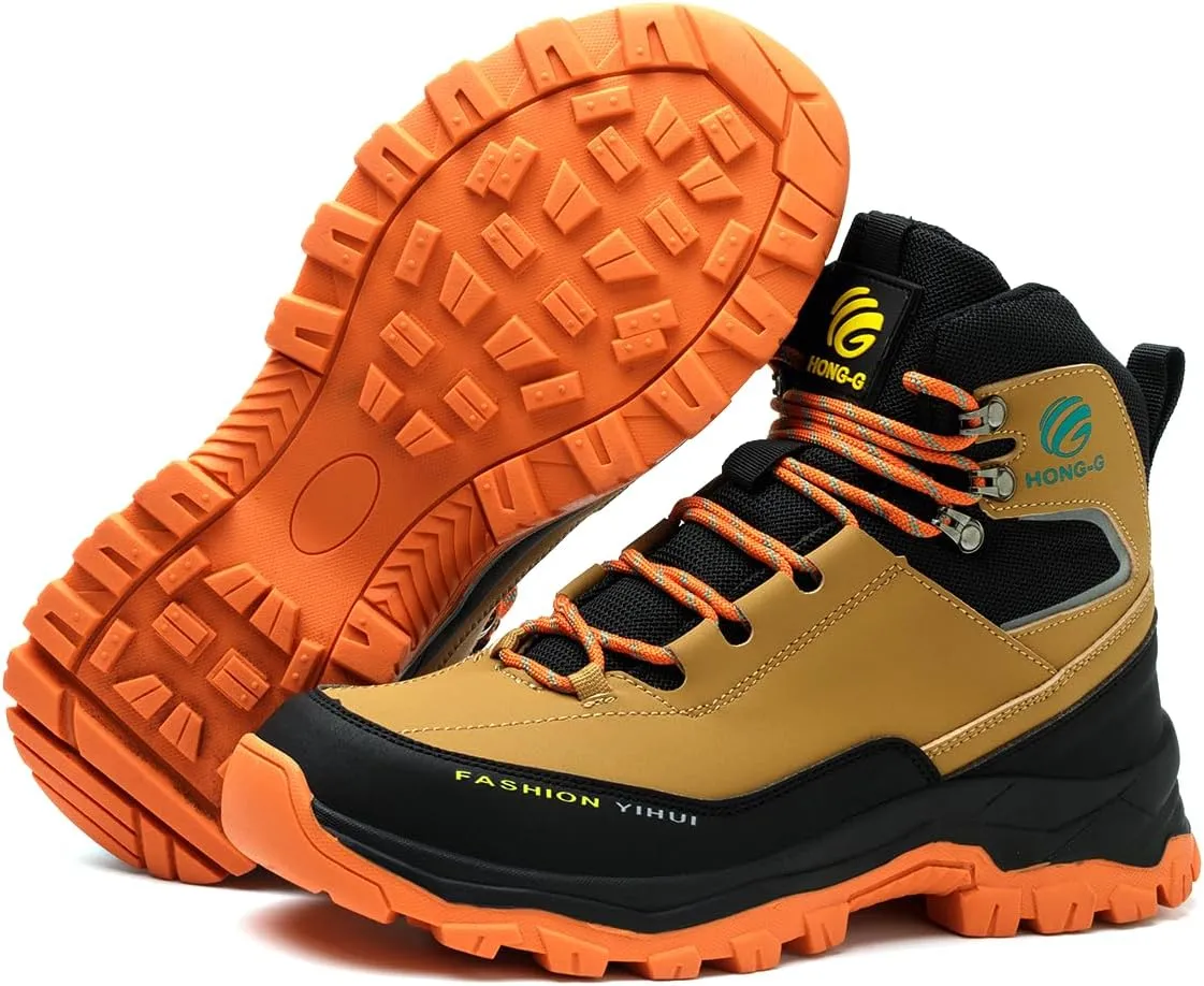 Work Shoes for Men Premium Microfiber Leather Water Resistant Slip Resistant Industrial Safety Steel Toe Work Boots