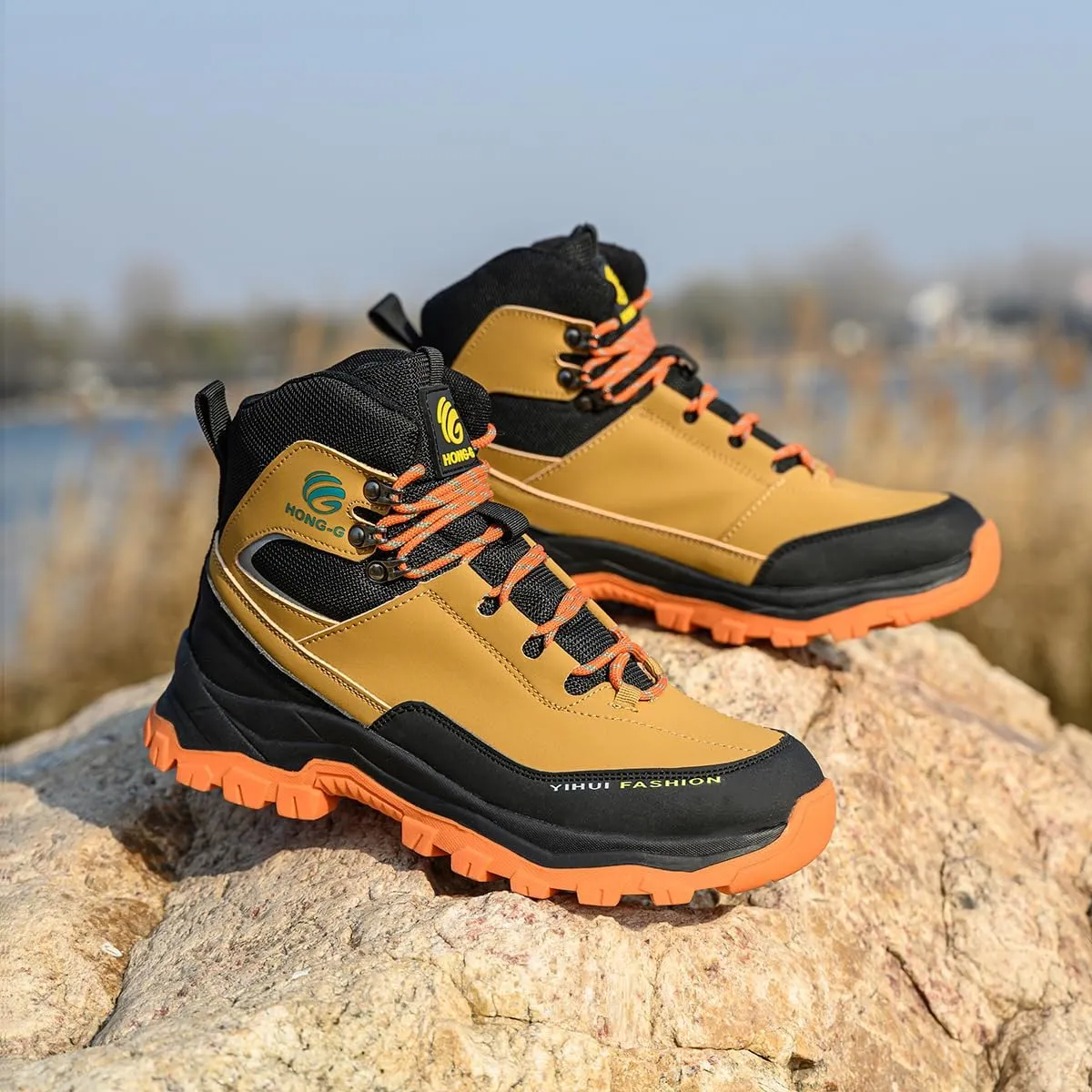 Work Shoes for Men Premium Microfiber Leather Water Resistant Slip Resistant Industrial Safety Steel Toe Work Boots