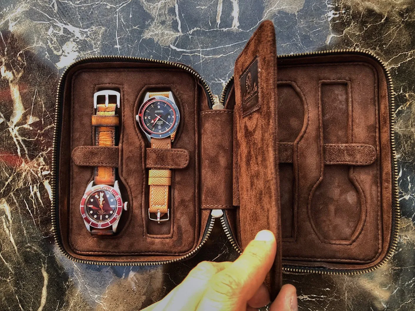 Zipper Parchment Patina Watch Case