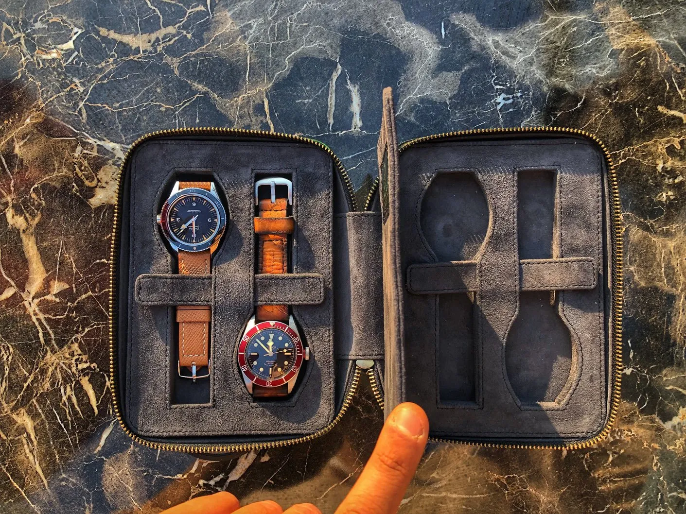 Zipper Parchment Patina Watch Case