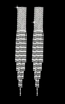 ZOSHI High Quality U Pick Style 2017 Bling Crystal Long Tassel Party Stud Dangle Drop Earrings Eardrop For Women Jewelry