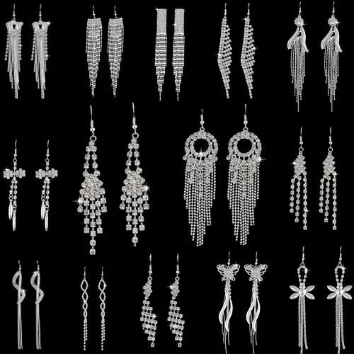 ZOSHI High Quality U Pick Style 2017 Bling Crystal Long Tassel Party Stud Dangle Drop Earrings Eardrop For Women Jewelry