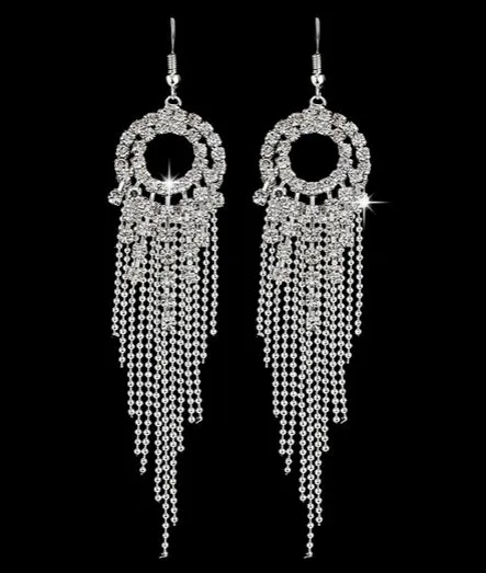 ZOSHI High Quality U Pick Style 2017 Bling Crystal Long Tassel Party Stud Dangle Drop Earrings Eardrop For Women Jewelry