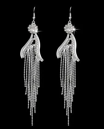 ZOSHI High Quality U Pick Style 2017 Bling Crystal Long Tassel Party Stud Dangle Drop Earrings Eardrop For Women Jewelry