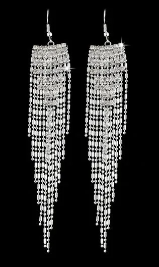 ZOSHI High Quality U Pick Style 2017 Bling Crystal Long Tassel Party Stud Dangle Drop Earrings Eardrop For Women Jewelry